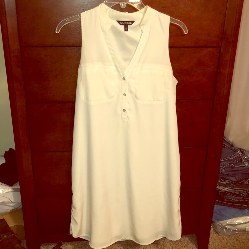 Express White sleeveless Dress with silver buttons